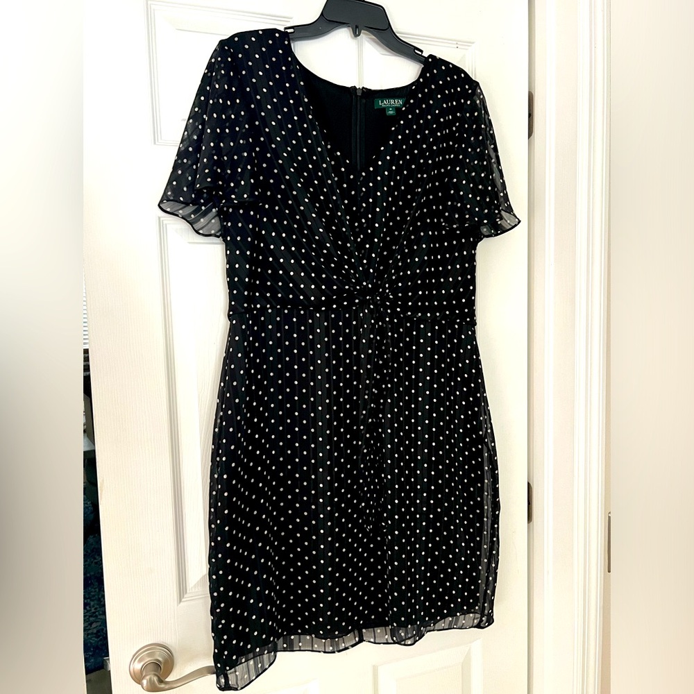 Ralph Lauren Sheath Dress Black Polka Dot